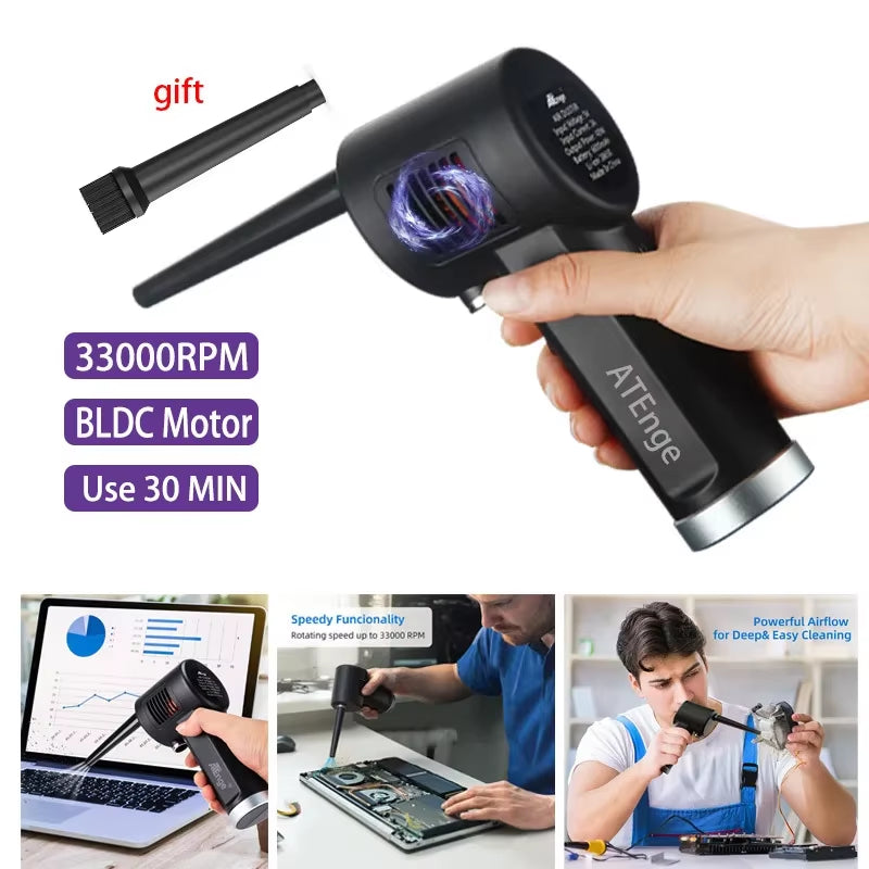 Powerful Cordless Air Duster for Ultimate Computer Cleaning - Rechargeable & Eco-Friendly Alternative to Compressed Gas Cans