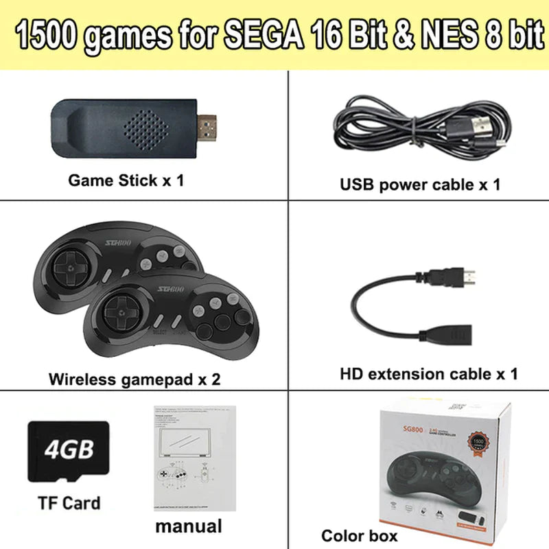 Experience Nostalgia with the SF900 Retro Game Console - 1500 Classic Games & Wireless Controllers for Endless Fun!