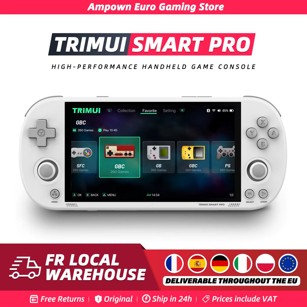 Experience Retro Gaming Like Never Before with the Smart Pro Handheld Game Console - 4.96" IPS Display, Linux System, and RGB Joysticks!