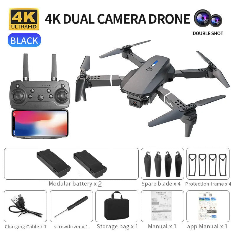 Experience the Thrill of Aerial Adventure with the Professional Drone E88 - 4K HD Camera, Wifi FPV, and Foldable Design for Endless Fun!