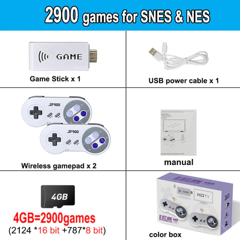 Experience Nostalgia with the SF900 Retro Game Console - 1500 Classic Games & Wireless Controllers for Endless Fun!