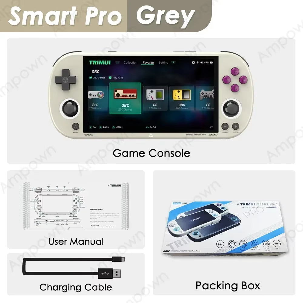Experience Retro Gaming Like Never Before with the Smart Pro Handheld Game Console - 4.96" IPS Display, Linux System, and RGB Joysticks!