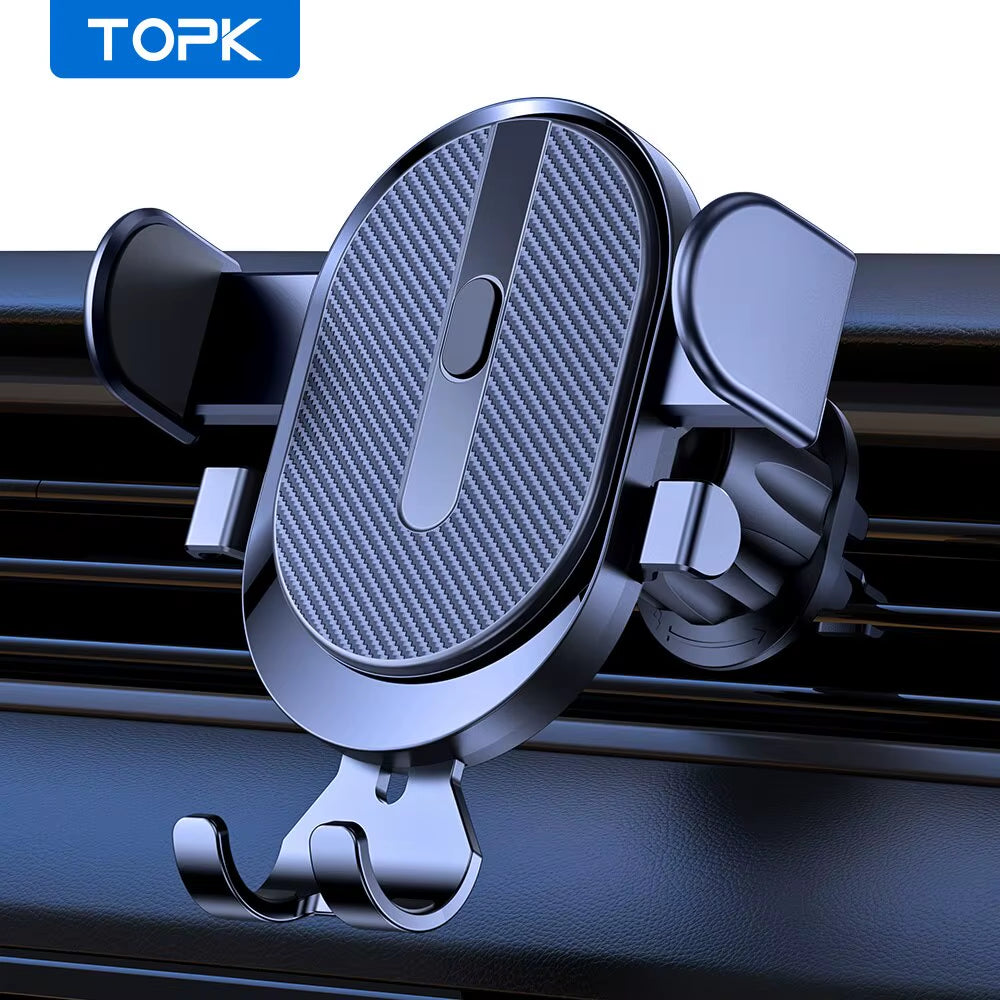 Upgrade Your Drive with the TOPK 2023 Car Phone Holder - Auto Locking, Hook Clip Design for Secure Air Vent Mounting