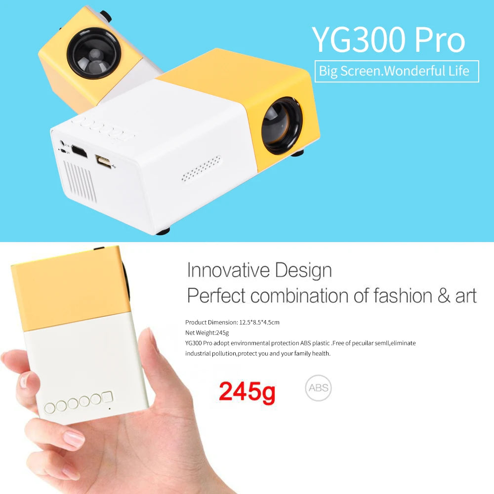 Experience Big Screen Entertainment Anywhere with the YG300 Pro Mini Projector - 1080P Full HD, Portable, and Versatile!