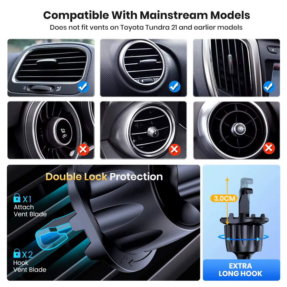 Upgrade Your Drive with the TOPK 2023 Car Phone Holder - Auto Locking, Hook Clip Design for Secure Air Vent Mounting
