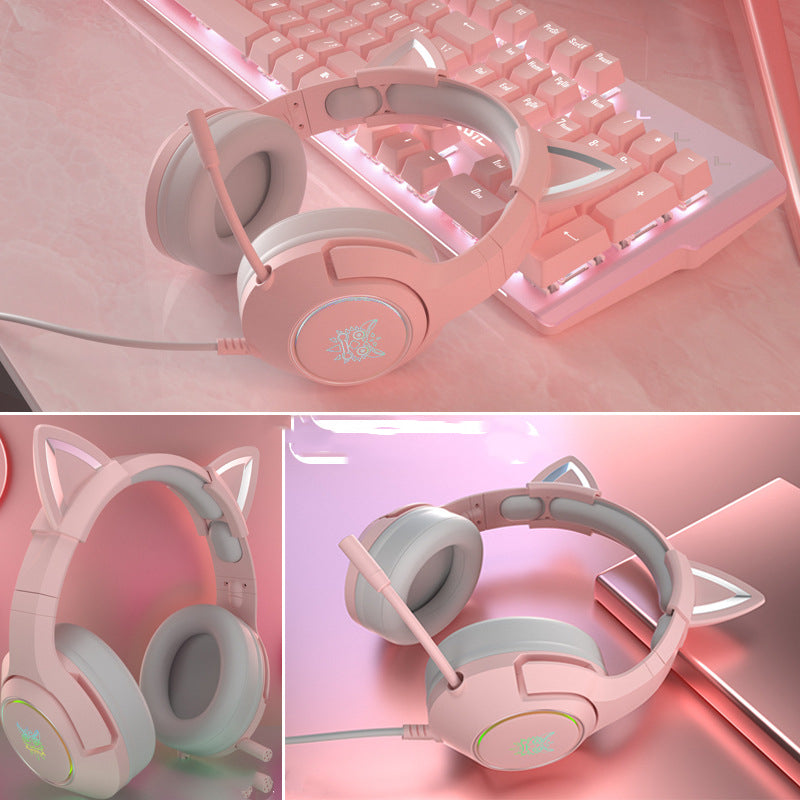 Experience Ultimate Gaming with the Cute Girls Wired Head-Mounted Headset